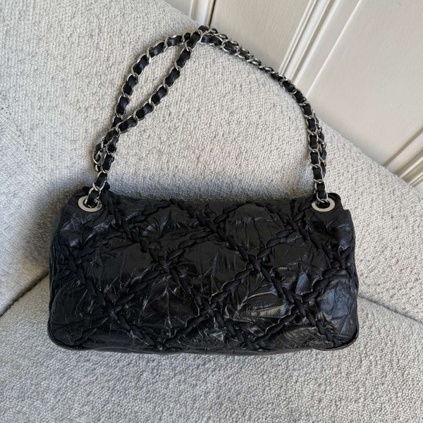 2011 Chanel CC Ultra Stitch Chain Black Medium Flap Shoulder Bag