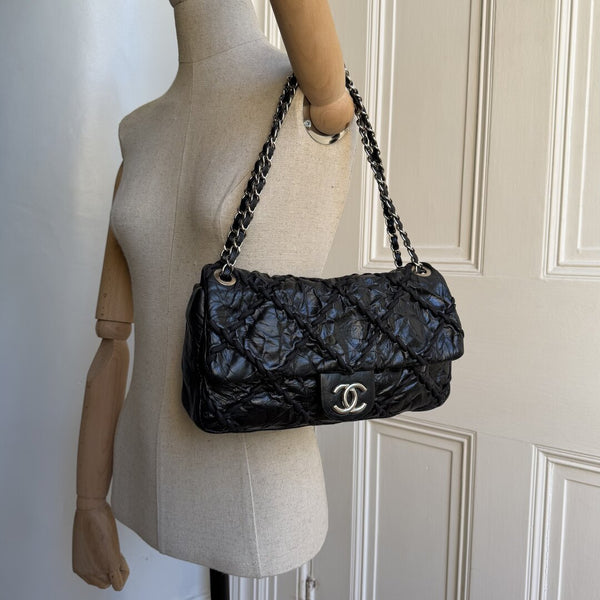 2011 Chanel CC Ultra Stitch Chain Black Medium Flap Shoulder Bag