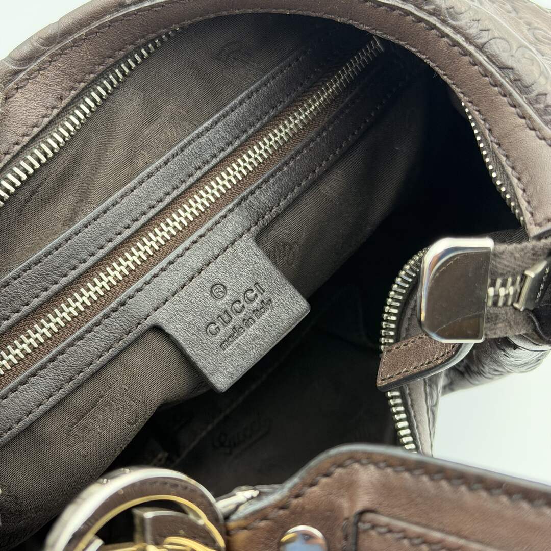 Gucci Guccissima Twins Hobo Brown Leather Shoulder Bag