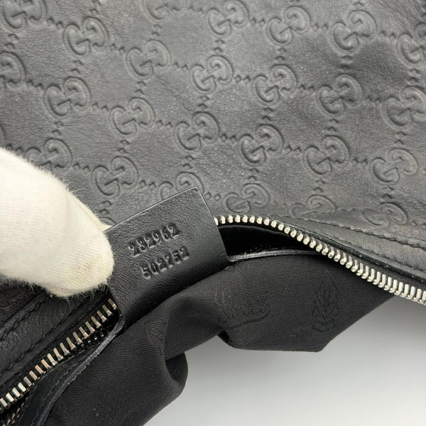 Gucci Guccissima Twins Hobo Black Leather Shoulder Bag