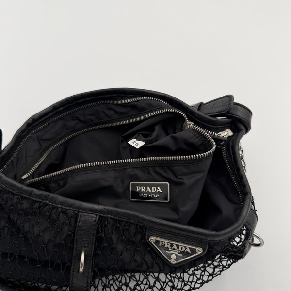 Prada Tessuto Nylon Mesh Black Shoulder Bag