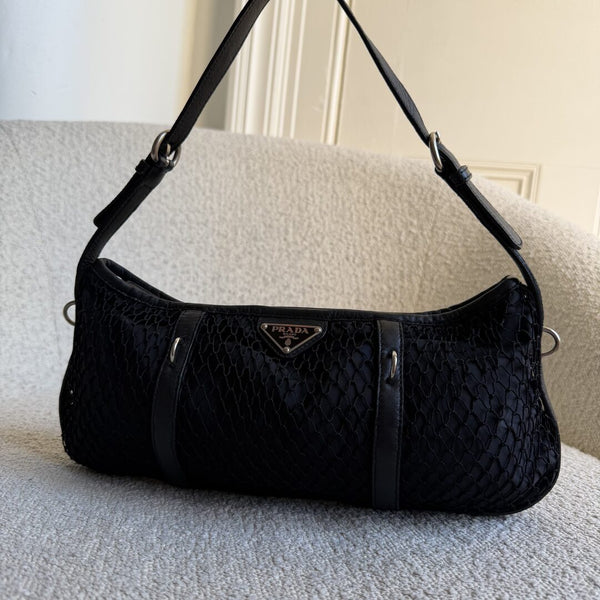Prada Tessuto Nylon Mesh Black Shoulder Bag