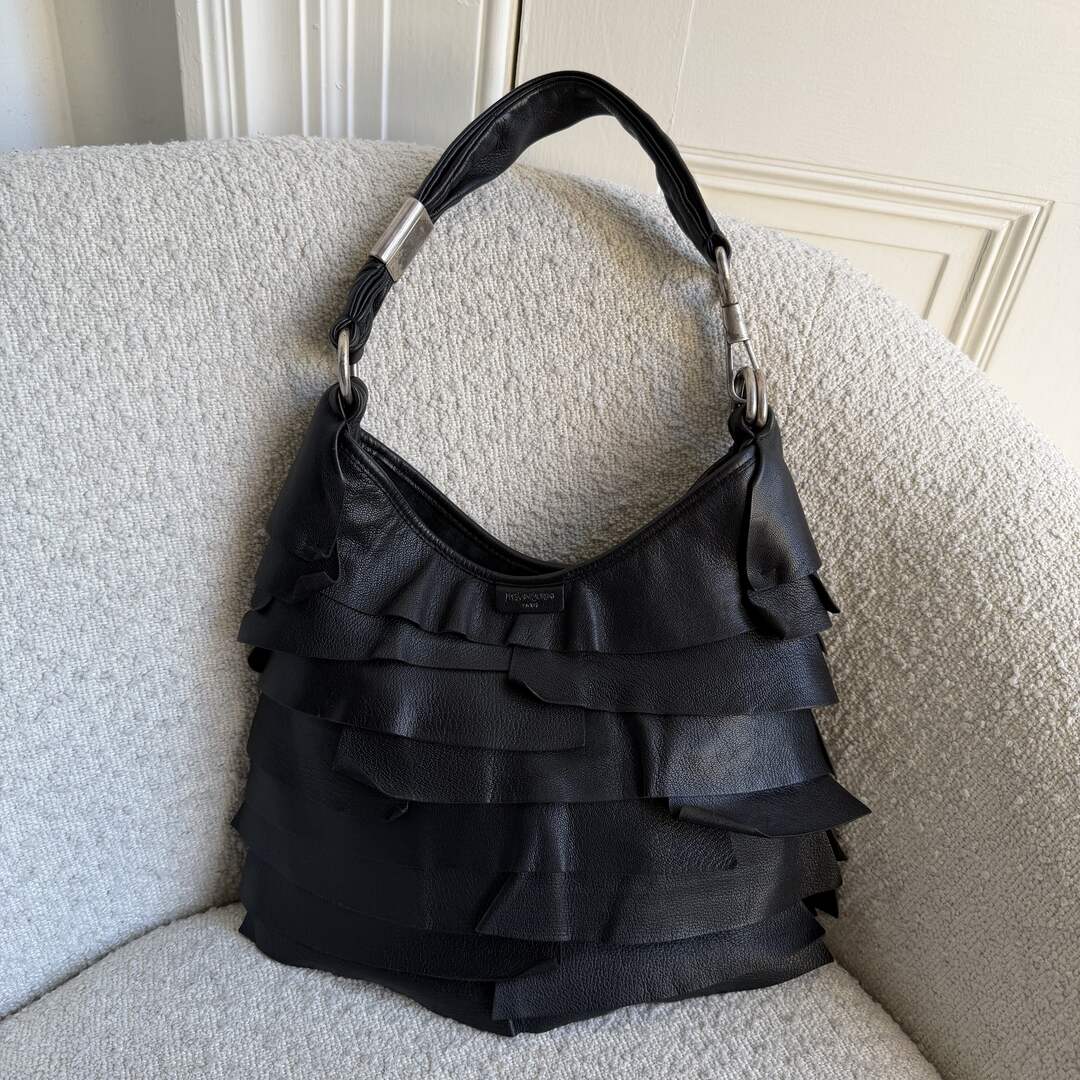 YSL Saint Tropez Leather Black Shoulder Bag