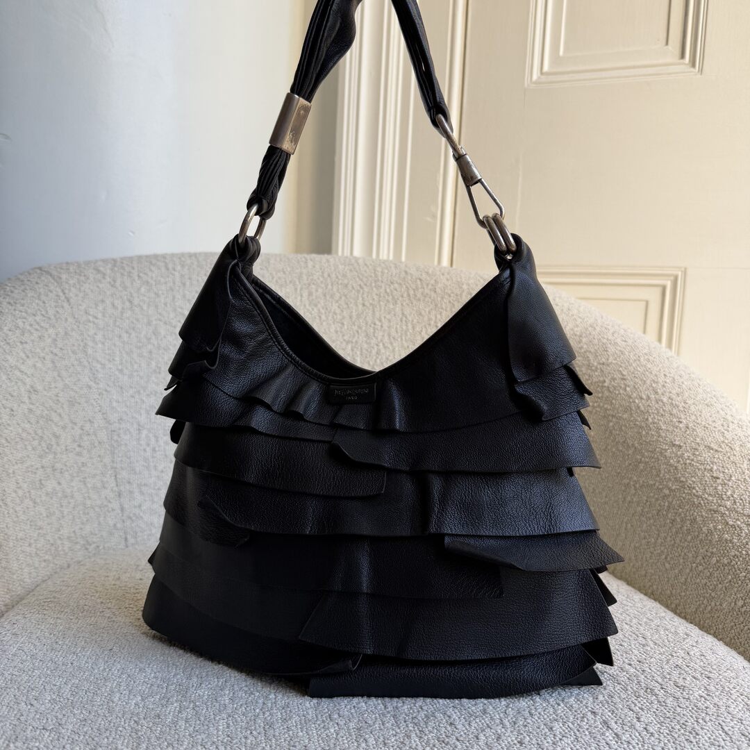 YSL Saint Tropez Leather Black Shoulder Bag