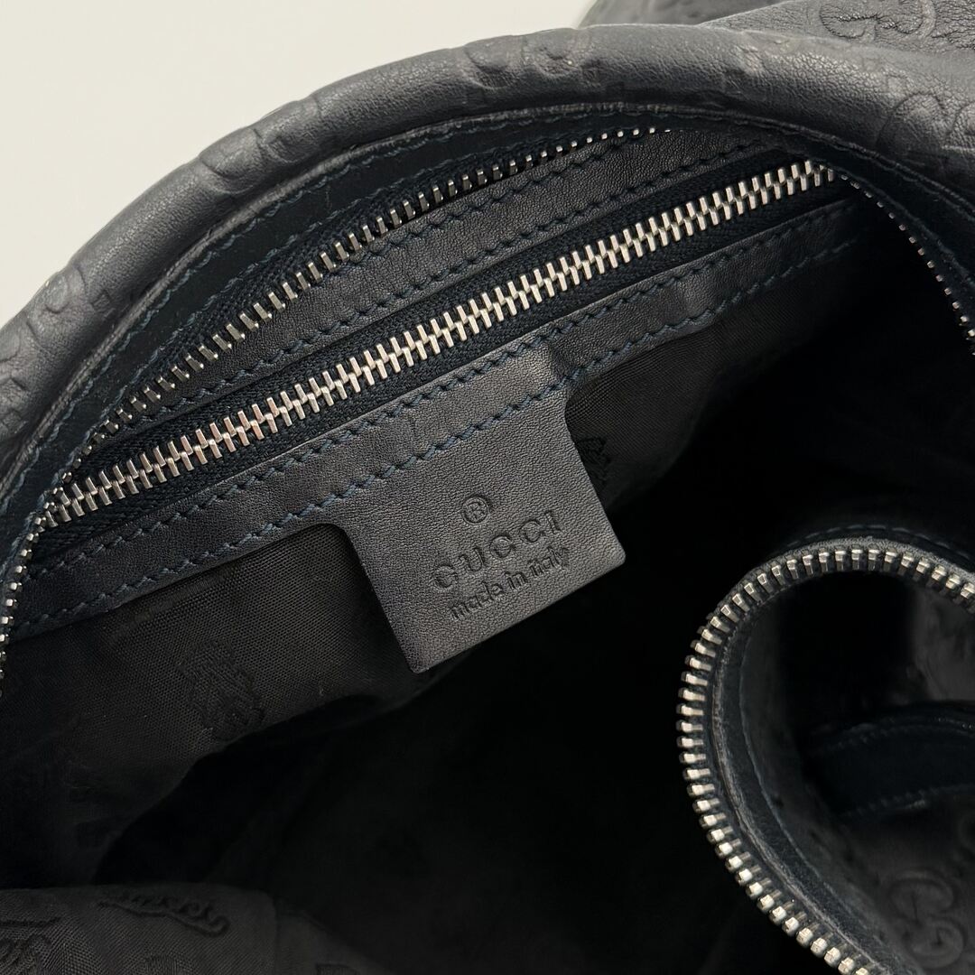 Gucci Guccissima Horsebit Icon Bit Navy Leather Shoulder Bag