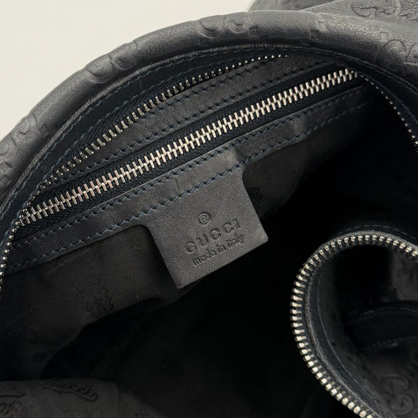 Gucci Guccissima Horsebit Icon Bit Navy Leather Shoulder Bag