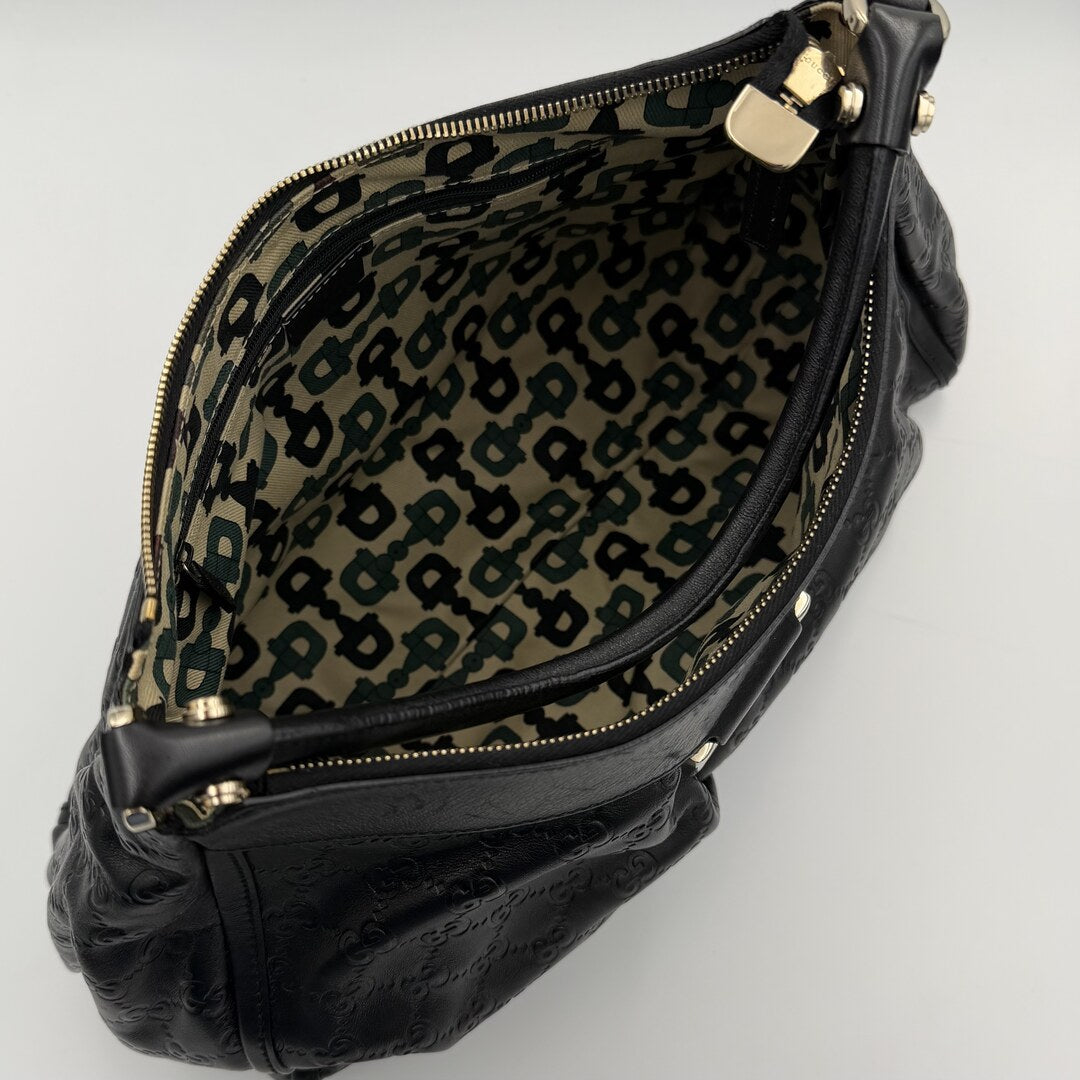 2009 Gucci Guccissima Abbey Black Shoulder Bag