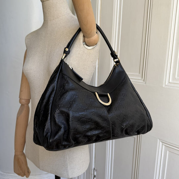 2009 Gucci Guccissima Abbey Black Shoulder Bag