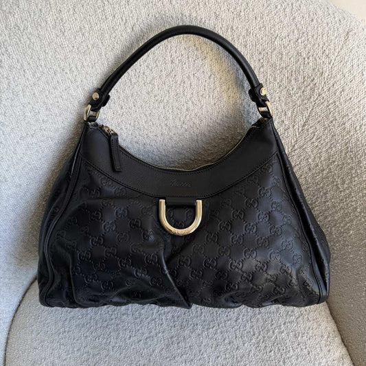 2009 Gucci Guccissima Abbey Black Shoulder Bag