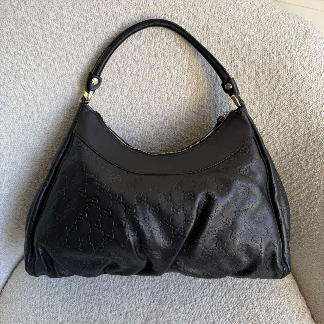 2009 Gucci Guccissima Abbey Black Shoulder Bag