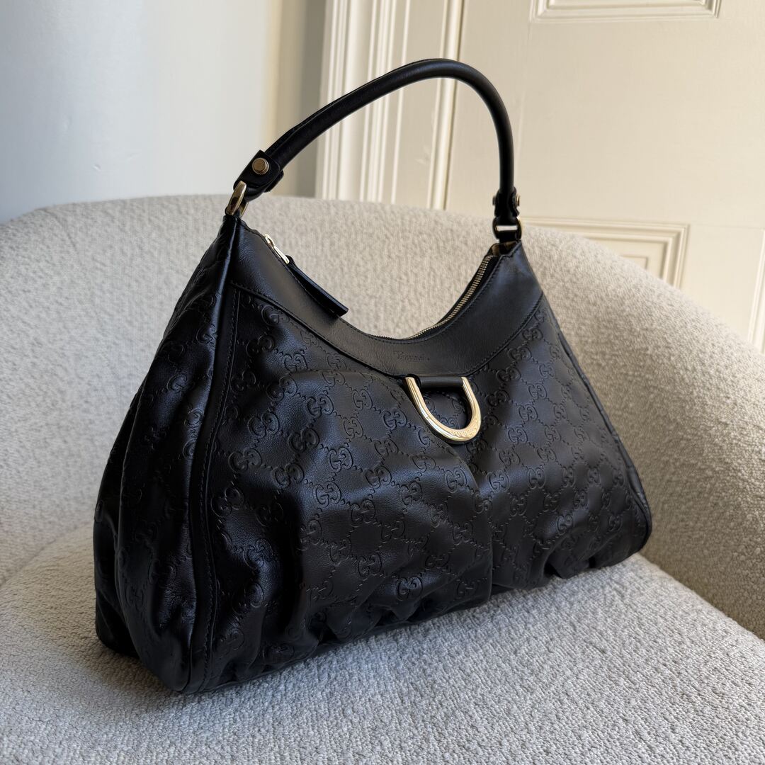 2009 Gucci Guccissima Abbey Black Shoulder Bag