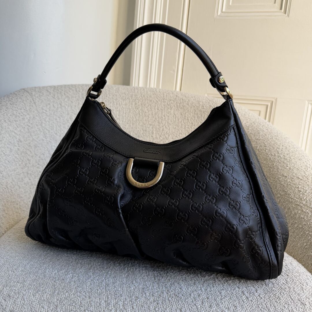 2009 Gucci Guccissima Abbey Black Shoulder Bag