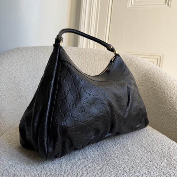 2009 Gucci Guccissima Abbey Black Shoulder Bag