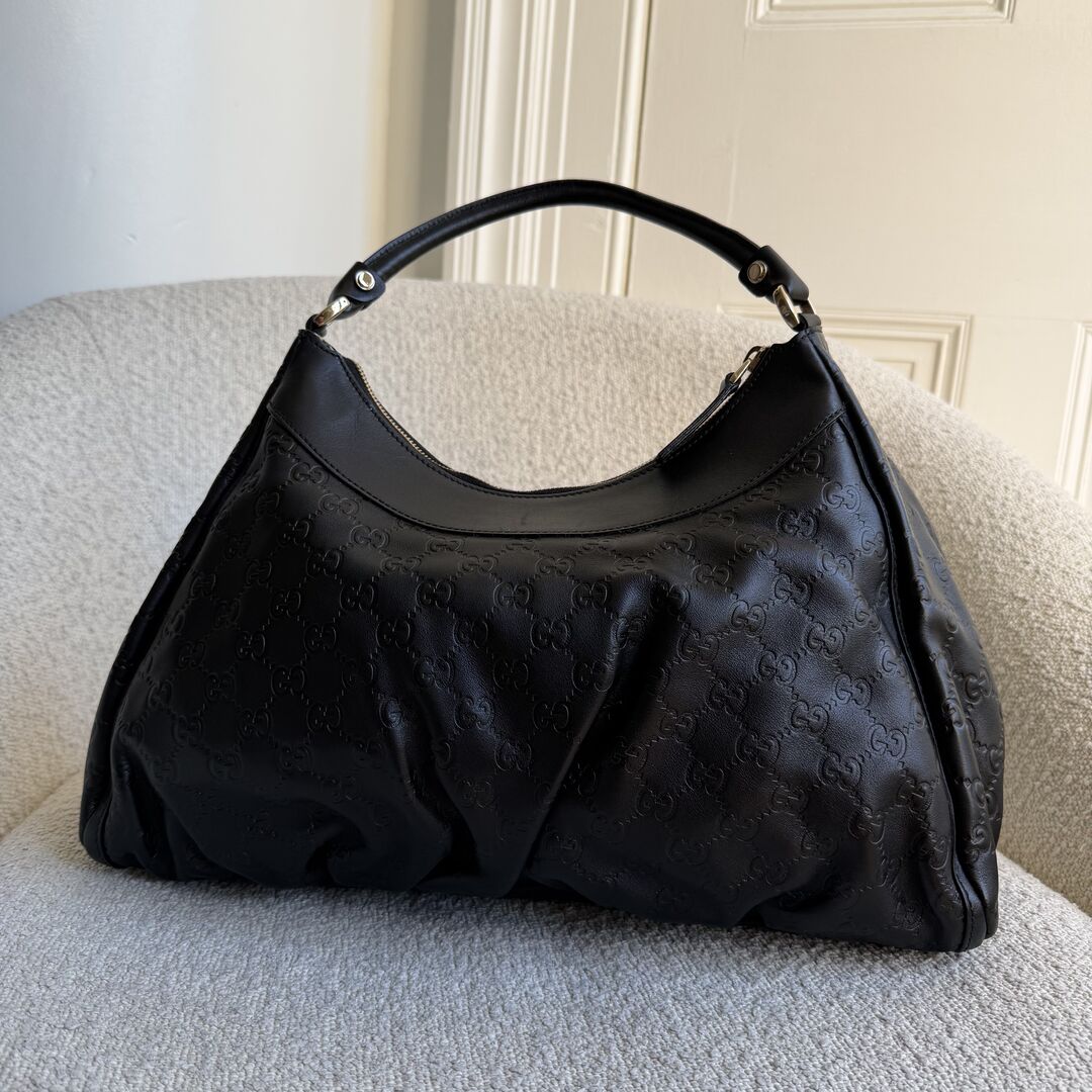 2009 Gucci Guccissima Abbey Black Shoulder Bag