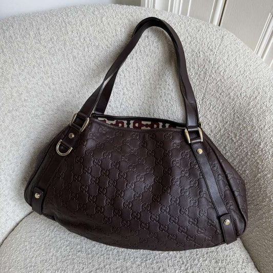 Gucci Guccissima Abbey Leather Brown Tote Bag