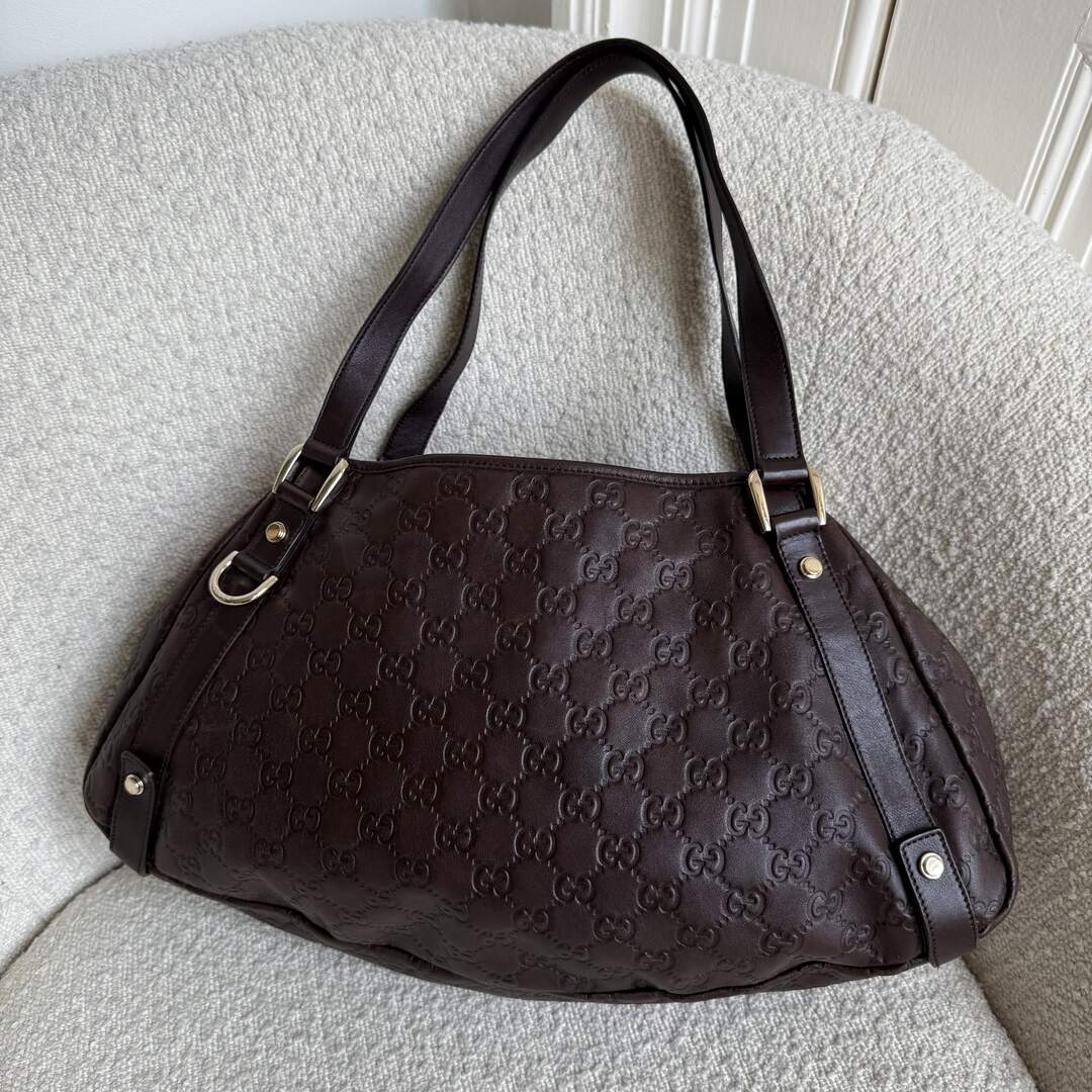 Gucci Guccissima Abbey Leather Brown Tote Bag