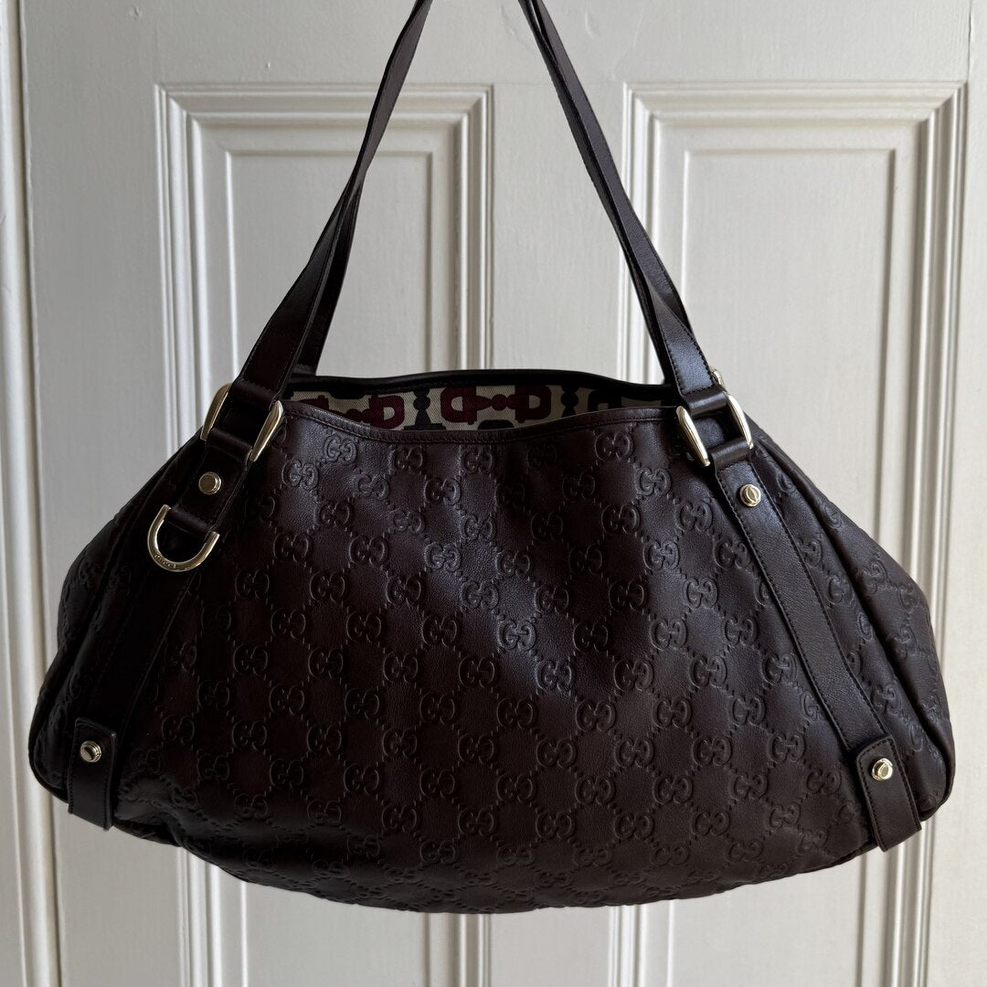 Gucci Guccissima Abbey Leather Brown Tote Bag