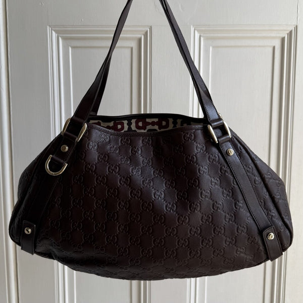 Gucci Guccissima Abbey Leather Brown Tote Bag