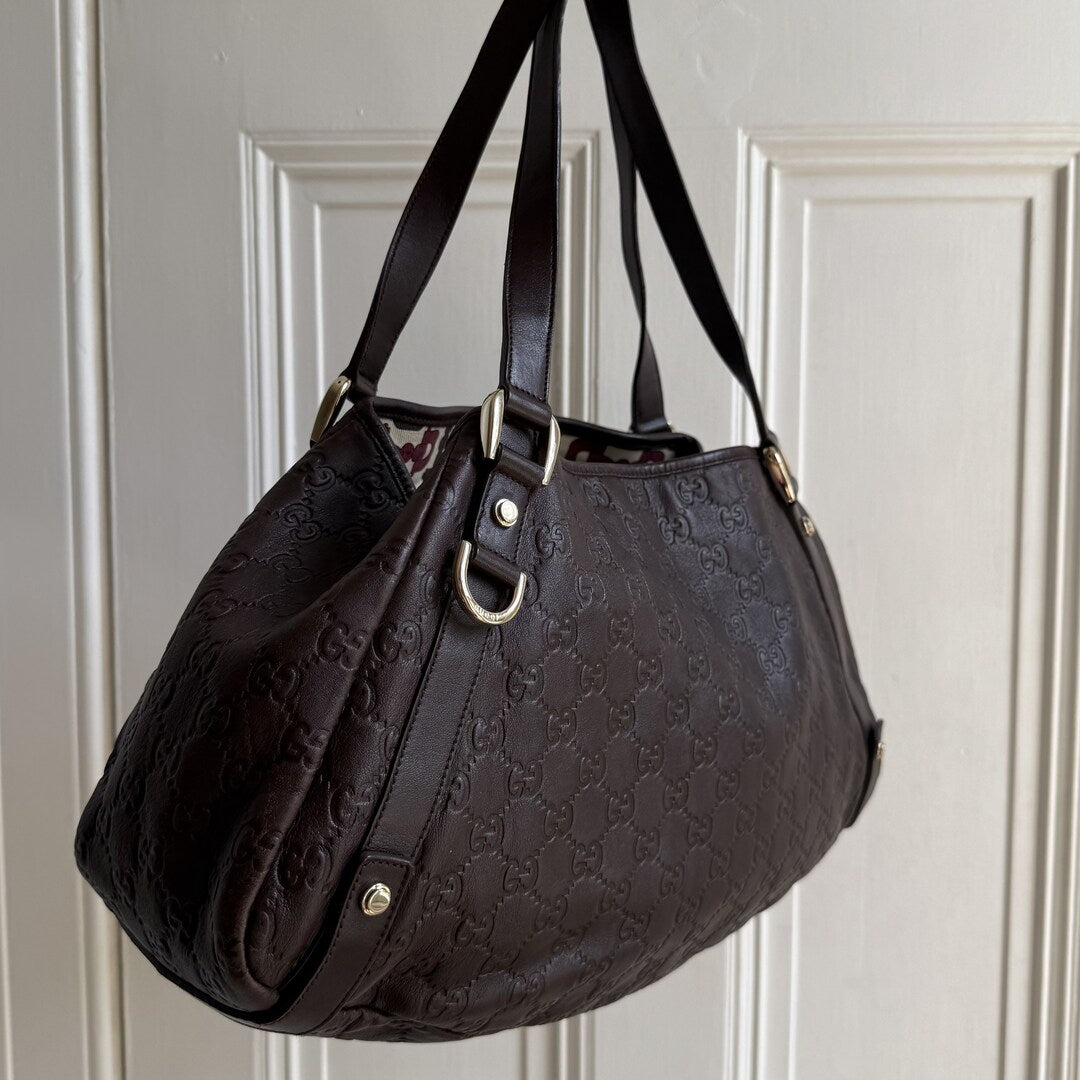 Gucci Guccissima Abbey Leather Brown Tote Bag