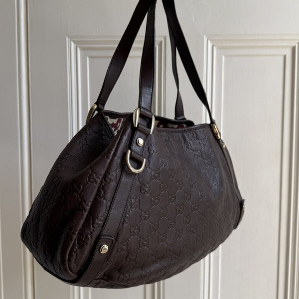 Gucci Guccissima Abbey Leather Brown Tote Bag