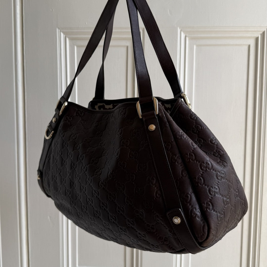 Gucci Guccissima Abbey Leather Brown Tote Bag