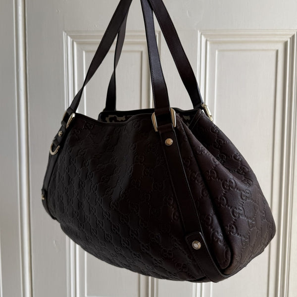 Gucci Guccissima Abbey Leather Brown Tote Bag