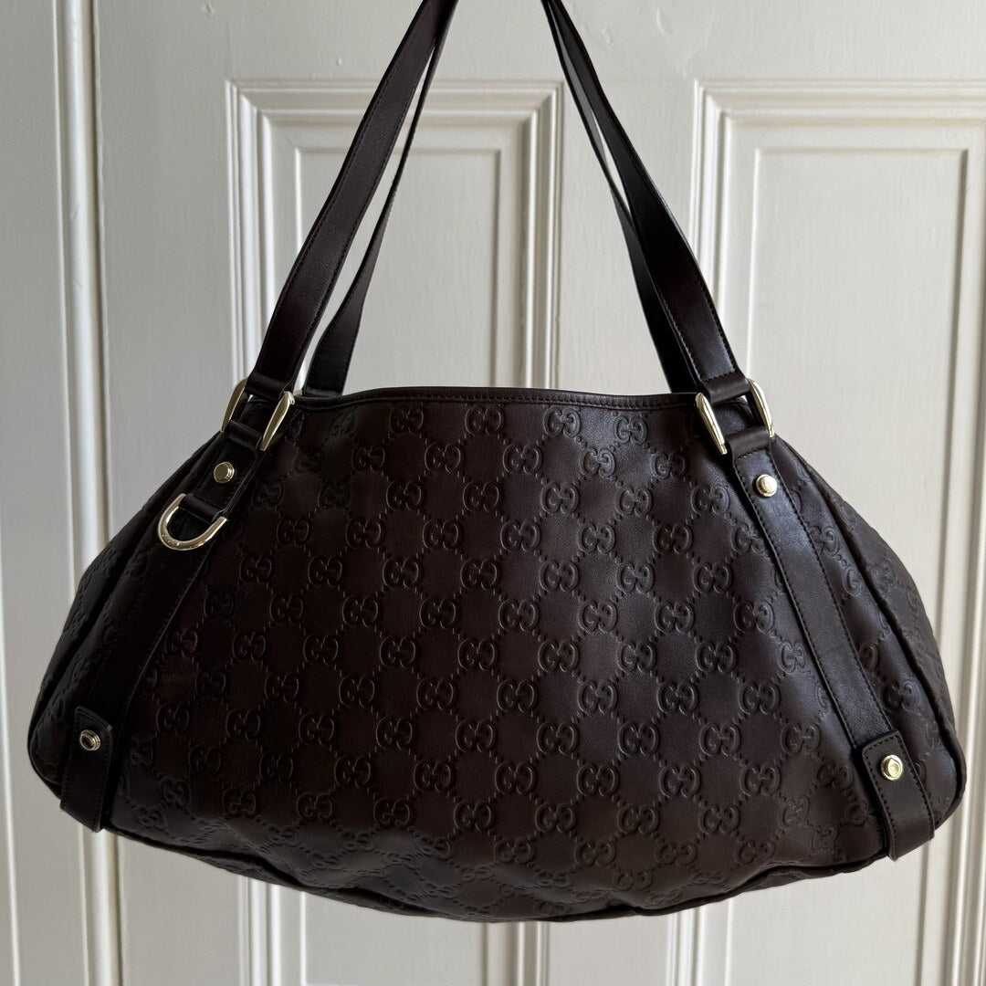 Gucci Guccissima Abbey Leather Brown Tote Bag