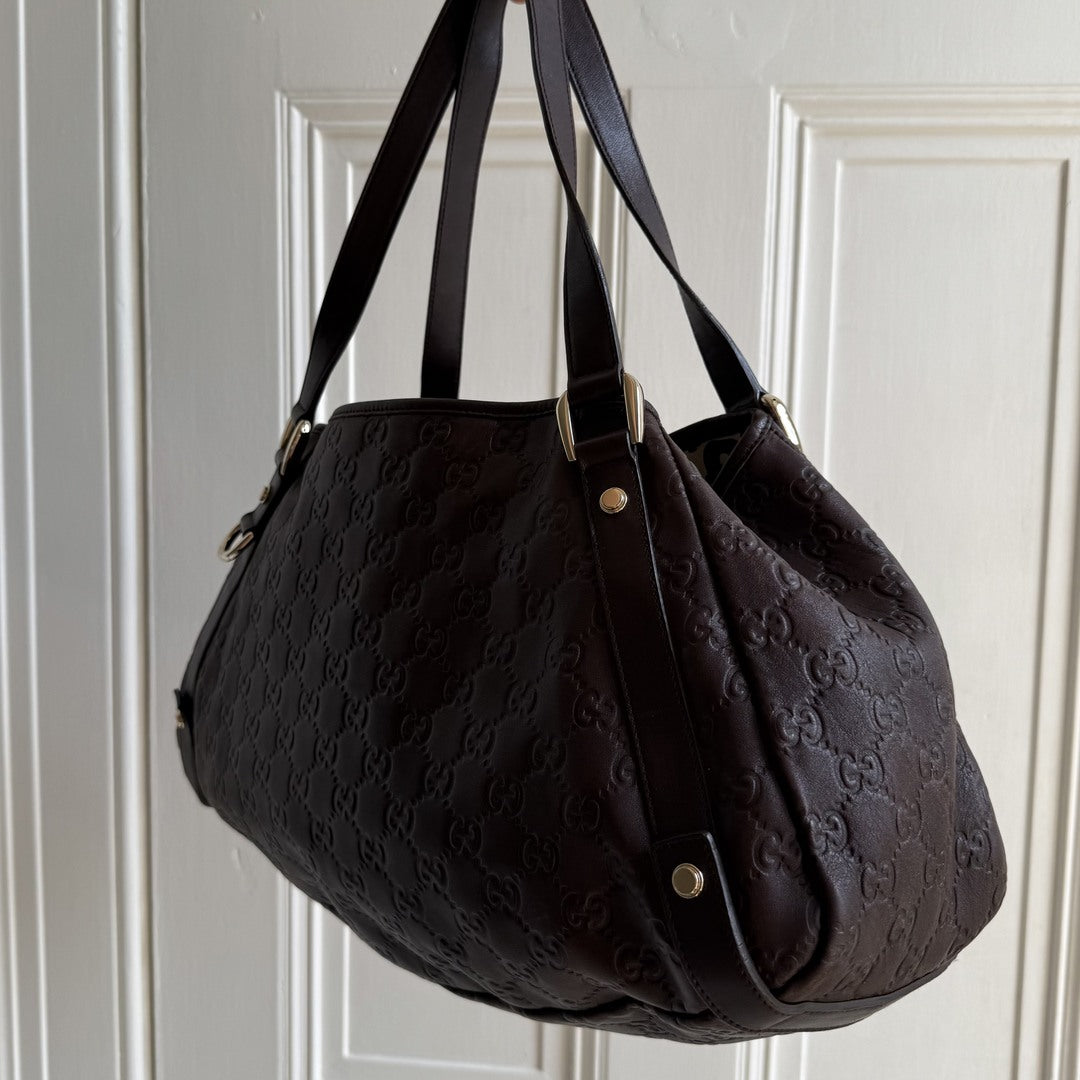 Gucci Guccissima Abbey Leather Brown Tote Bag