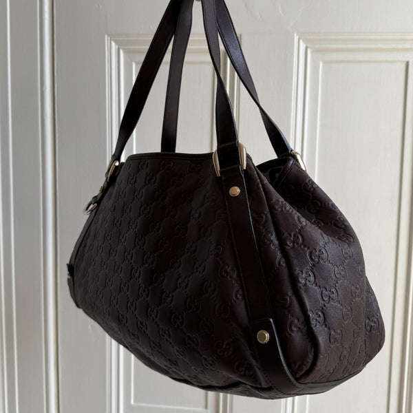 Gucci Guccissima Abbey Leather Brown Tote Bag