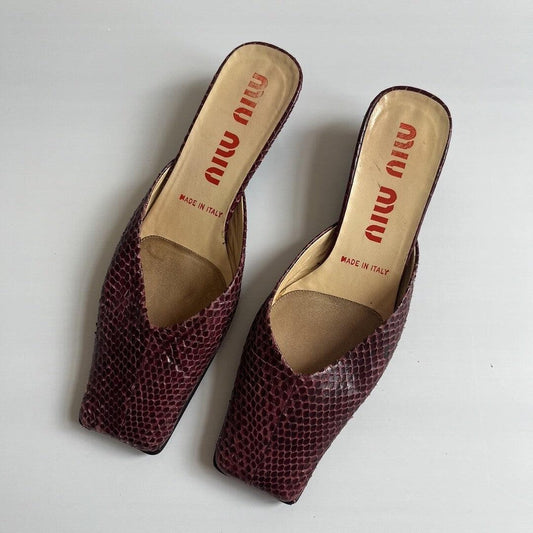 Miu Miu Snake Print Leather Kitten Heels