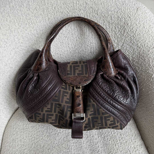 Fendi Zucca Spy Brown Handbag