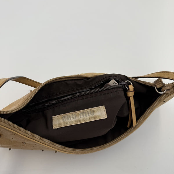 RARE Archive Miu Miu Sequins Brown Leather Croissant Shoulder Bag