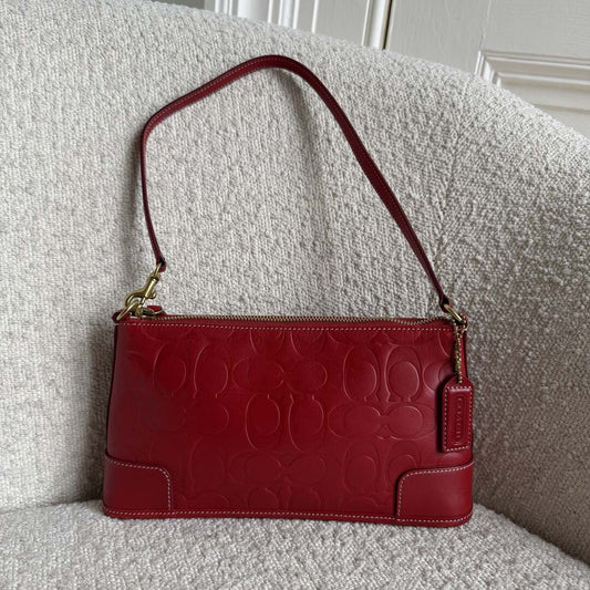 RARE Coach Signature Red Leather Mini Shoulder Bag