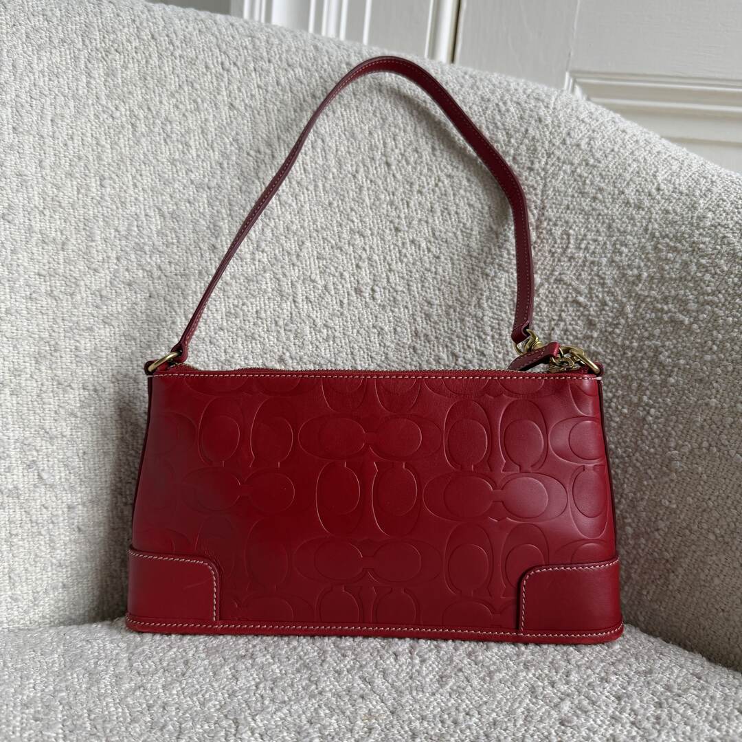 RARE Coach Signature Red Leather Mini Shoulder Bag