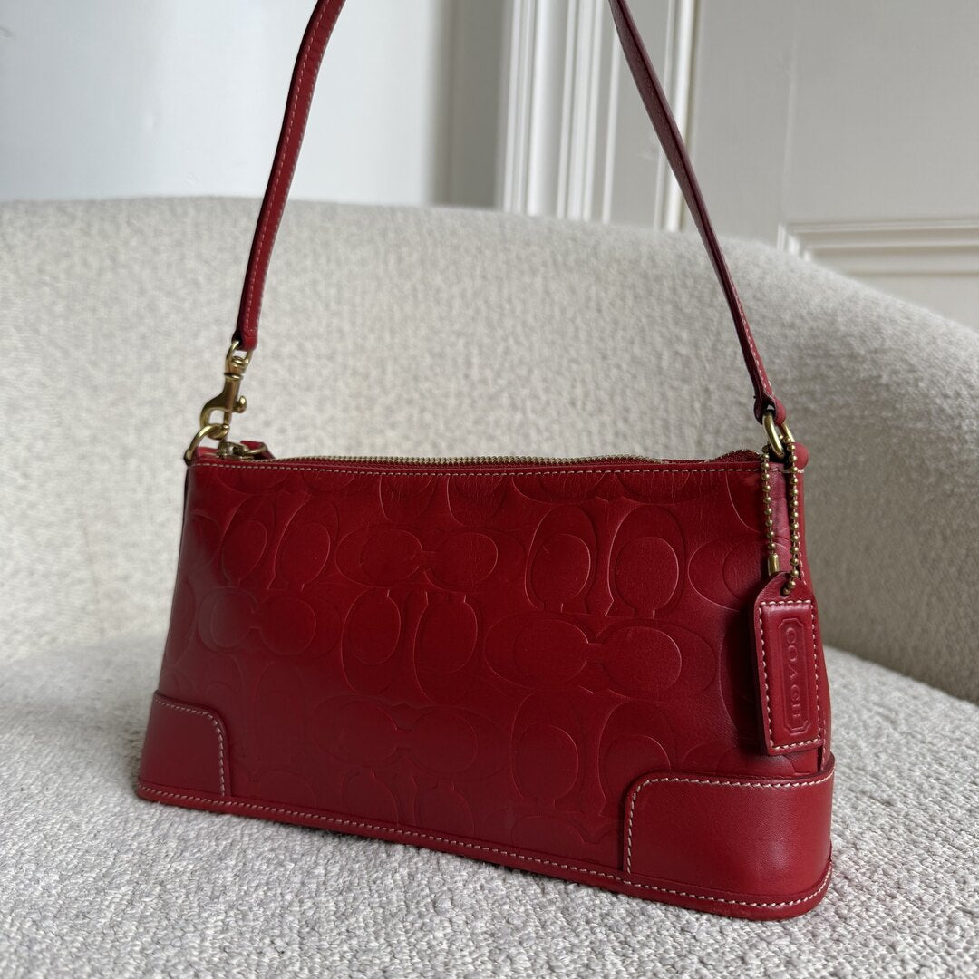 RARE Coach Signature Red Leather Mini Shoulder Bag