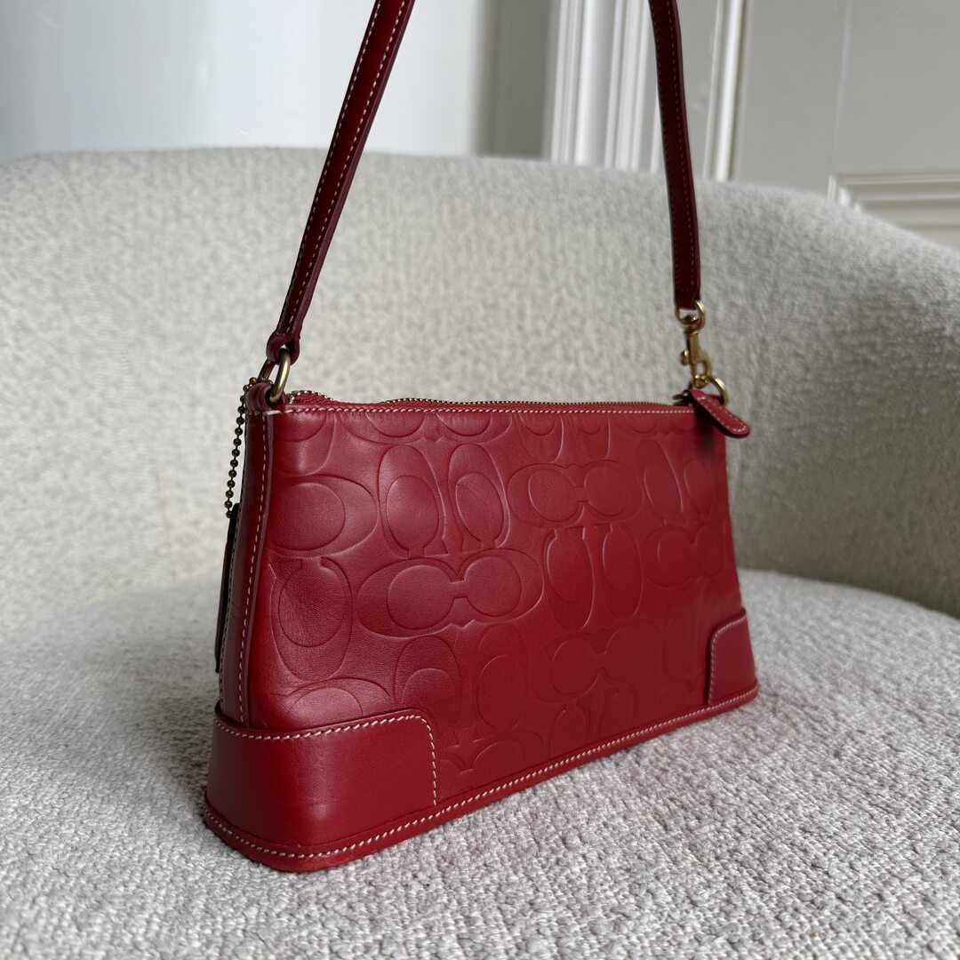 RARE Coach Signature Red Leather Mini Shoulder Bag