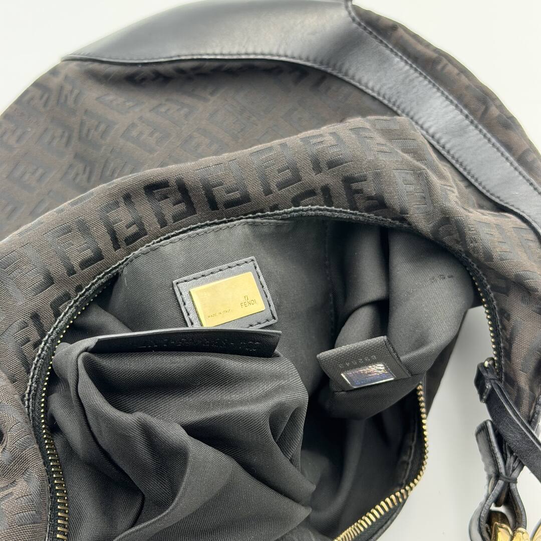 Fendi Zucchino Chef Hobo Dark Brown Shoulder Bag
