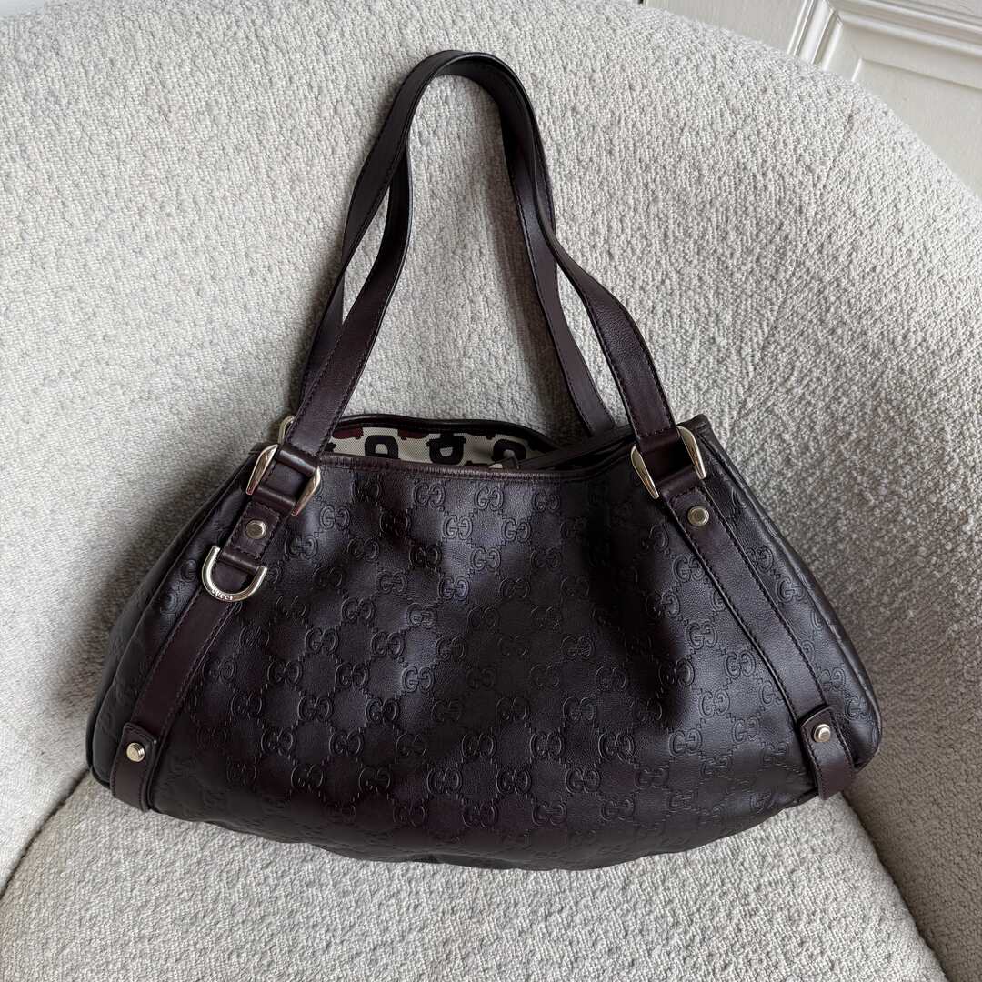 Gucci Guccissima Abbey Leather Brown Tote Bag