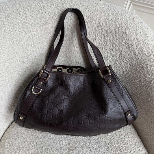 Gucci Guccissima Abbey Leather Brown Tote Bag