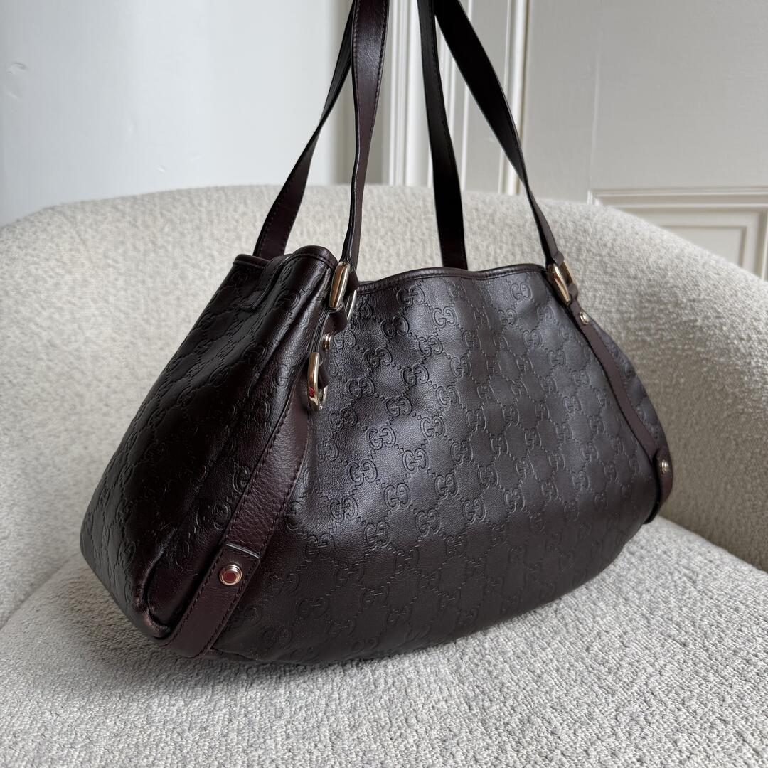 Gucci Guccissima Abbey Leather Brown Tote Bag