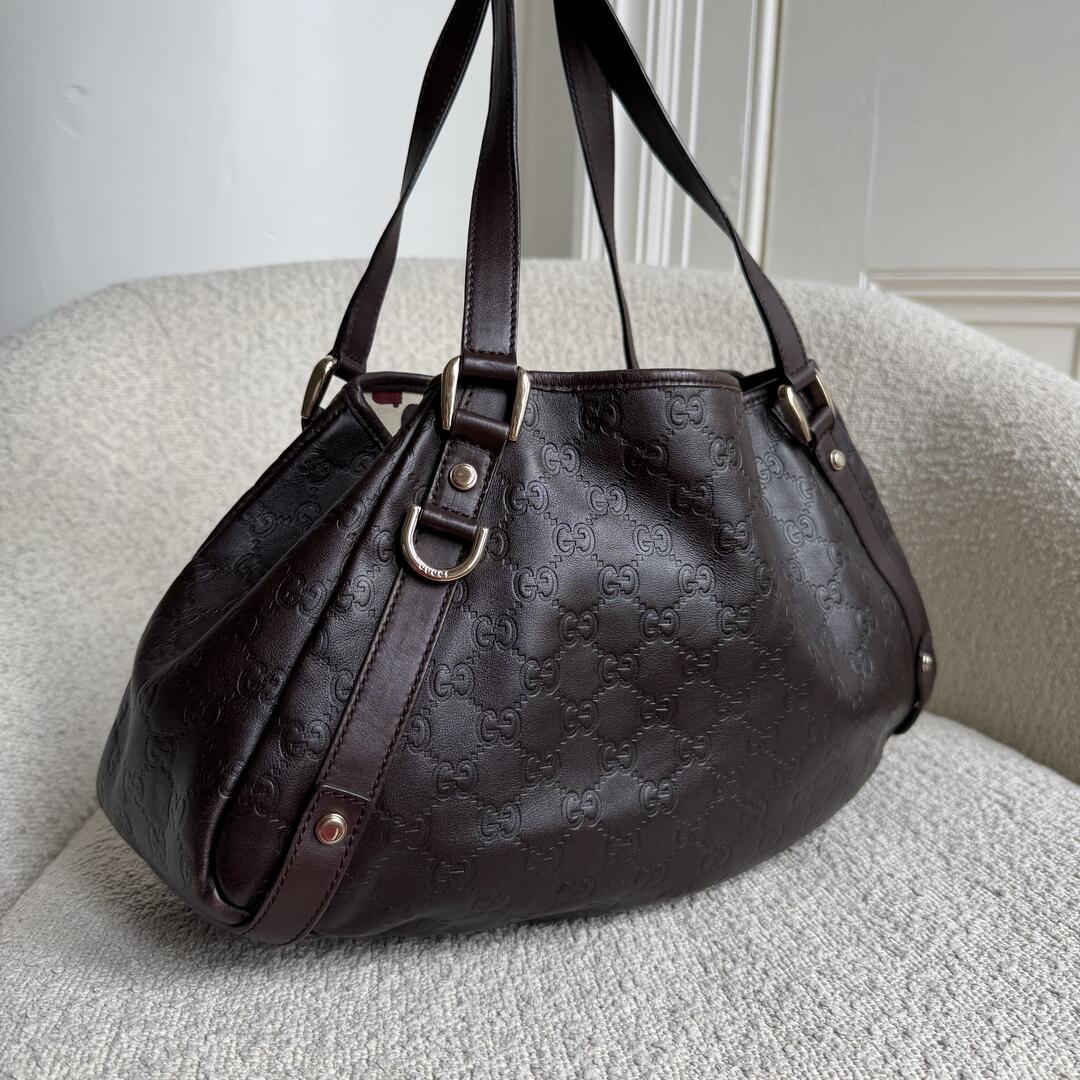Gucci Guccissima Abbey Leather Brown Tote Bag