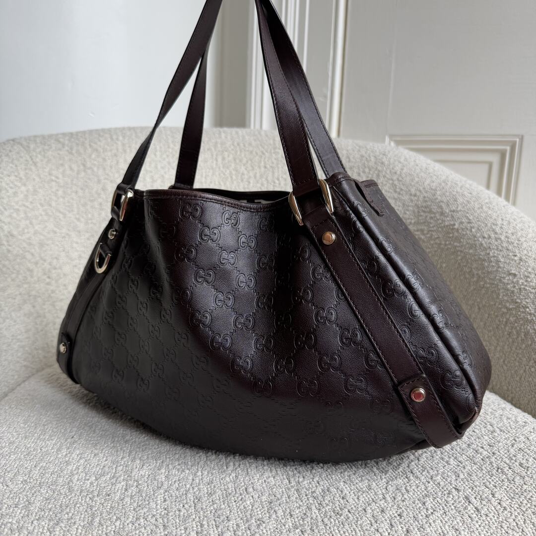 Gucci Guccissima Abbey Leather Brown Tote Bag