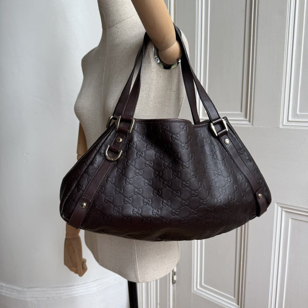 Gucci Guccissima Abbey Leather Brown Tote Bag