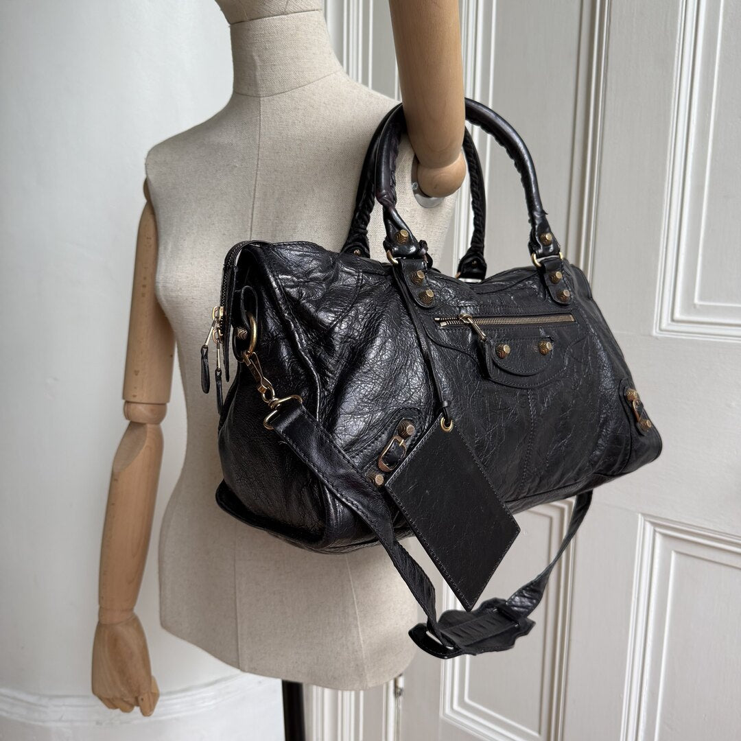 2012 Balenciaga The Giant City Leather Black Bag