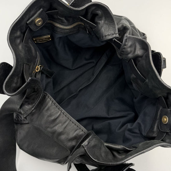 Miu Miu Vitello Leather Black Tote Bag