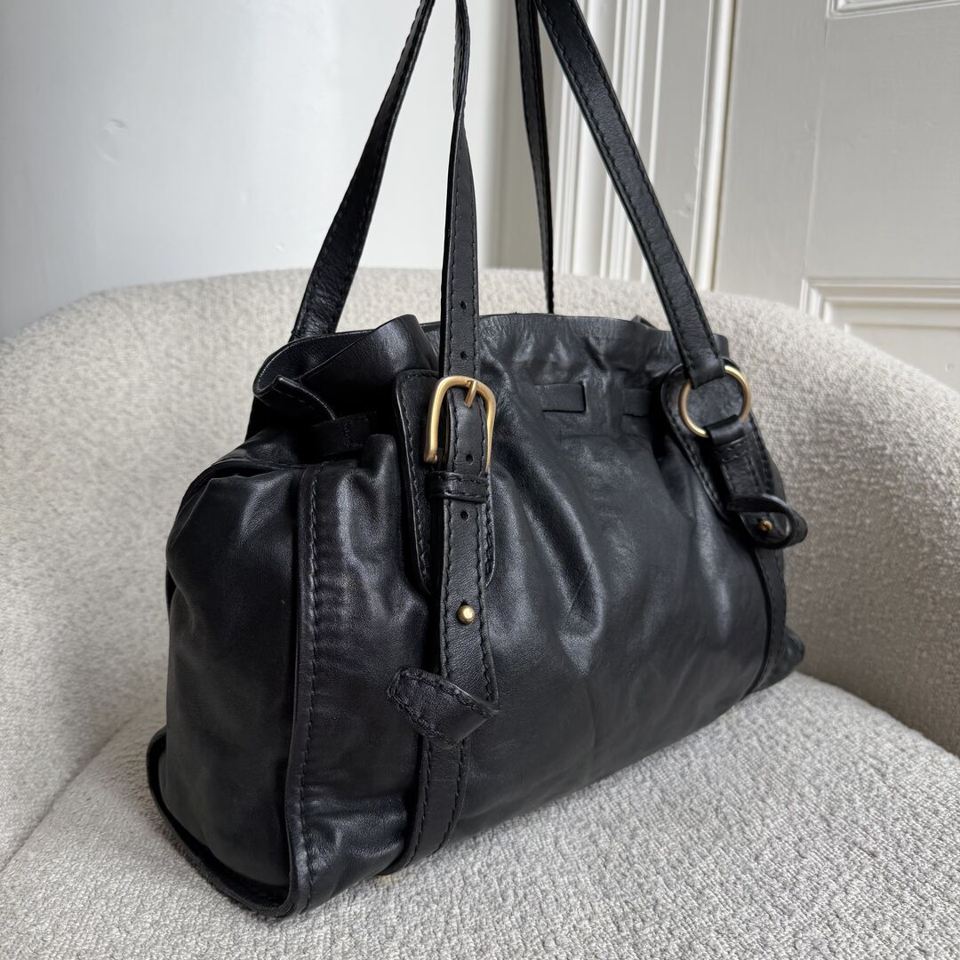 Miu Miu Vitello Leather Black Tote Bag