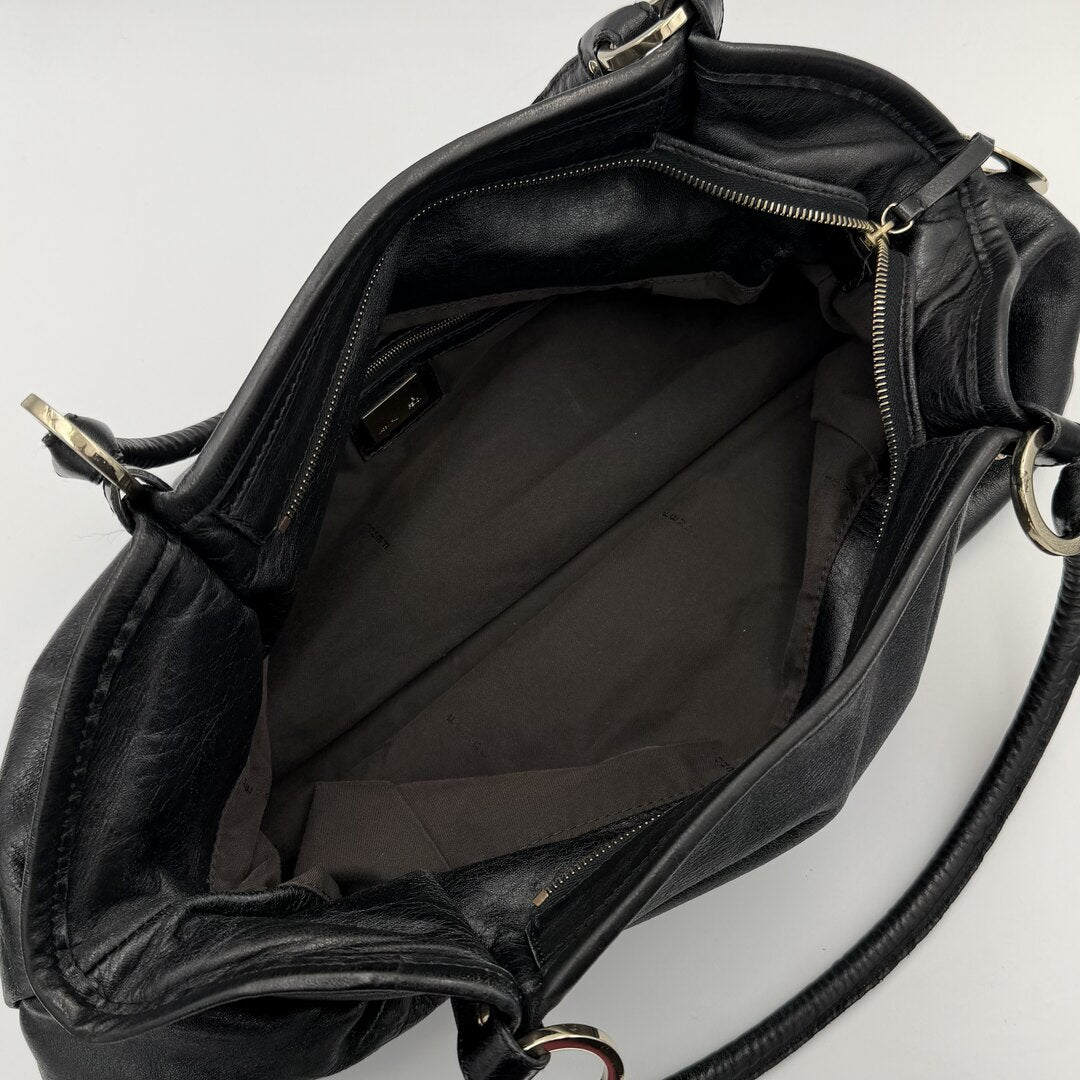 Fendi Chef Black Leather Shoulder Bag