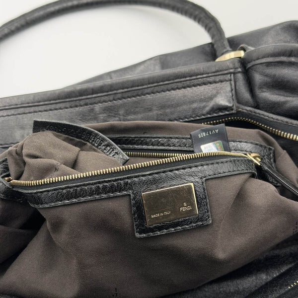 Fendi Chef Black Leather Shoulder Bag