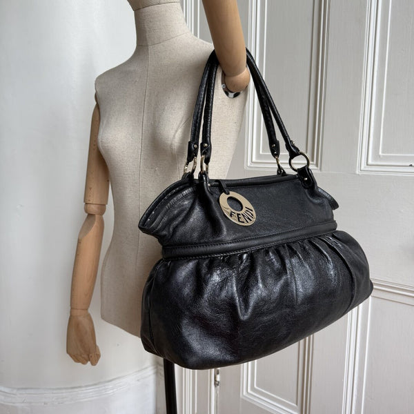 Fendi Chef Black Leather Shoulder Bag
