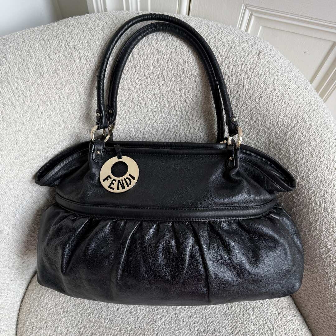 Fendi Chef Black Leather Shoulder Bag